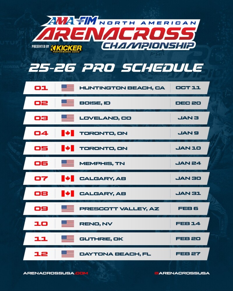 2025-26 Arenacross calendar updated